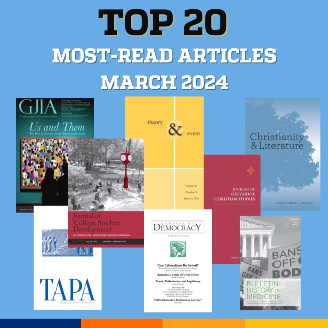 Top 20 Articles of March 2024 Hopkins Press